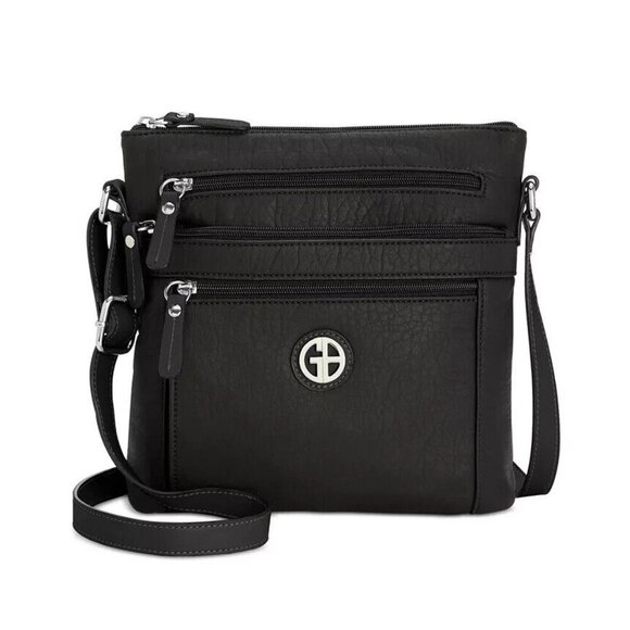 Giani Bernini Pebble Black Medium Zip Crossbody Bag - Picture 1 of 12